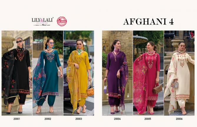 Afghani Vol 4 By Lily And Lali Embroidery Silk Readymade Suits Wholesale Shop in Surat
